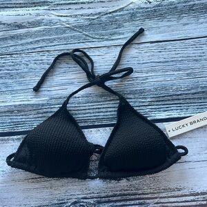 Lucky Brand Black Triangle Bikini Top with removable cups NEW